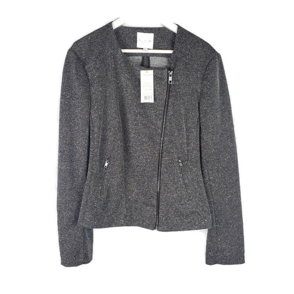 Runway Style Gray Edgy Plus-Size Bomber Jacket - Picture 1 of 14
